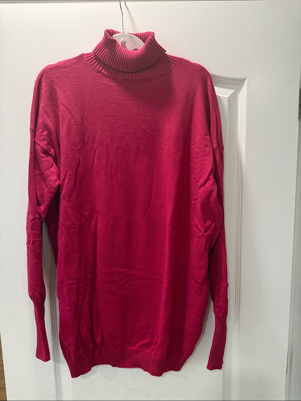 Kittenish Men's Turtleneck Sweater in Fuchsia Pink